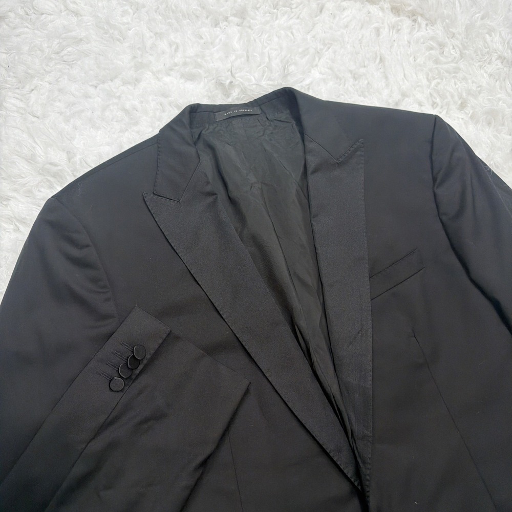 HUGO BOSS Modern 1 Button Tuxedo Jacket Men 44L Long Black Tux Silk Lapel Formal